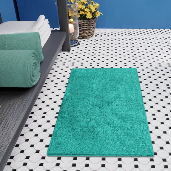 Bounce Comfort Plush Memory Foam Chenille Bath Mat with Bounce Comfort Technology 20 x 30 Inch Marine Blue