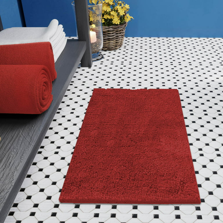 Bounce Comfort Solid Print Dark Red Memory Foam Bath Rug, 2' x 3', Non-Slip