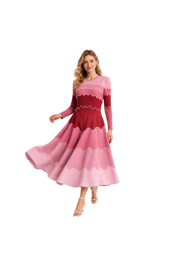 Bounce Dresses for Women Church, 2026 New Elegance in Pearls Mididress, Fashion Church Outfit, One Size Stretchy Loose