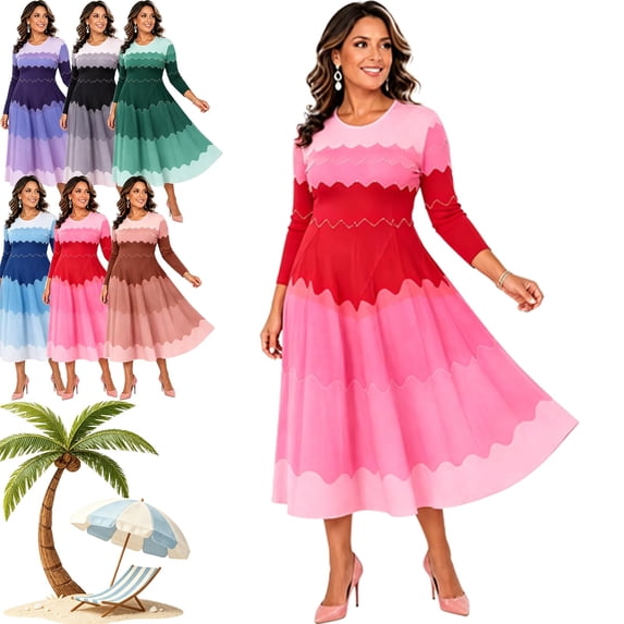 Bounce Dresses for Women Church, 2026 New Elegance in Pearls Mididress, One Size Stretchy Loose