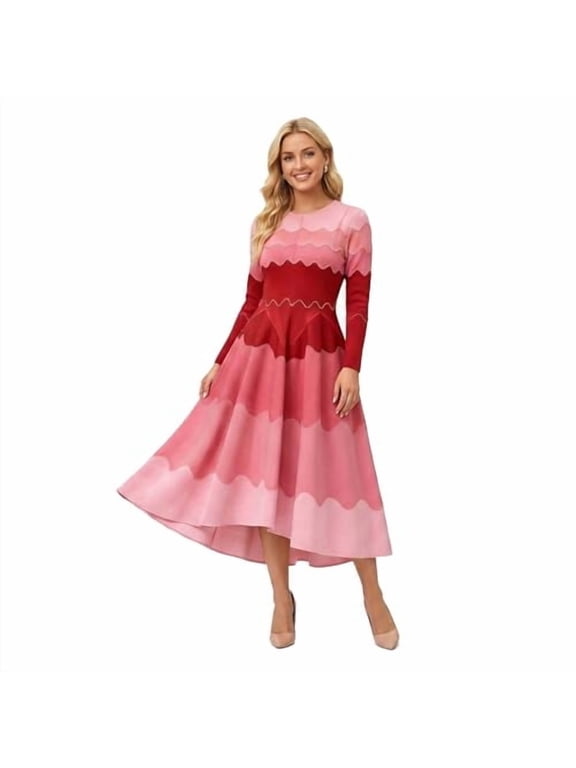 Bounce Dresses for Women Church, Elegant Pearl Midi Dress with Loose Stretch Fit for Wedding & Formal Events
