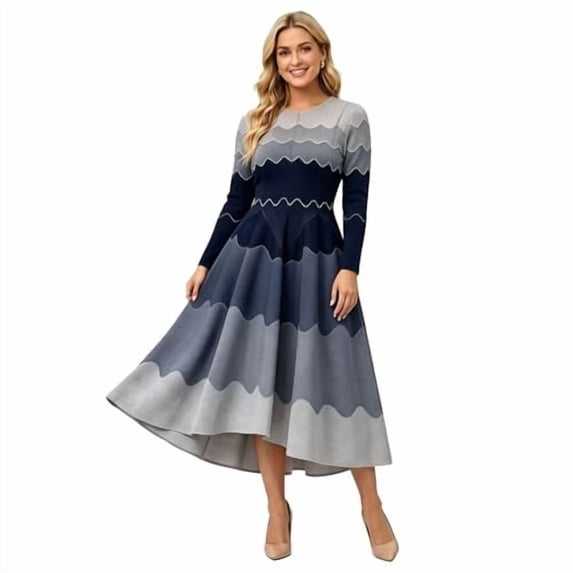Bounce Dresses for Women Church, Elegant Pearl Midi Dress with Loose Stretch Fit for Wedding & Formal Events