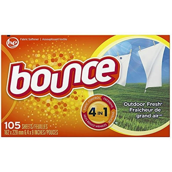 Bounce Dryer Sheets  105 Sheets  Outdoor Fresh Scent Fabric Softener Sheets (Pack of 10)