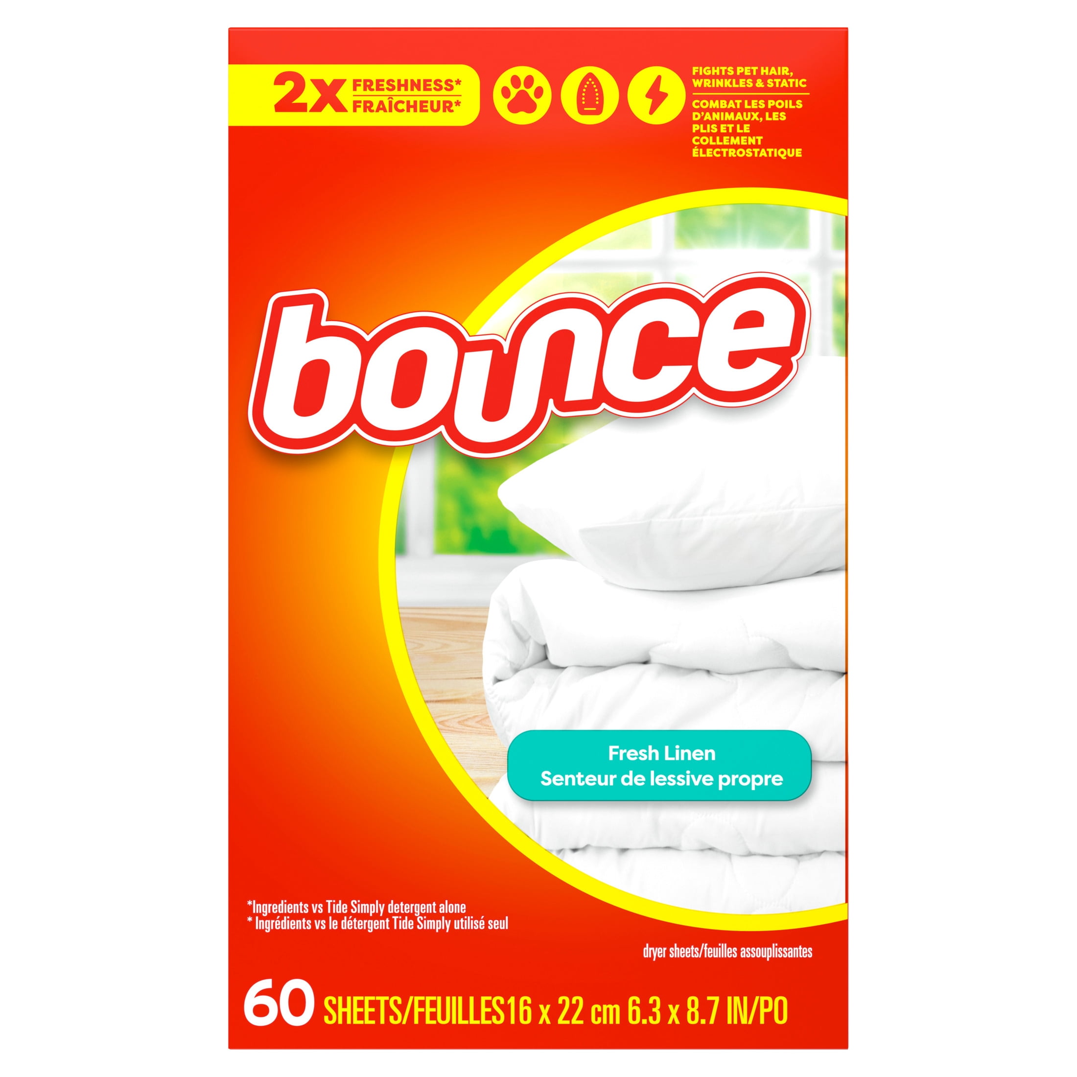 Bounce Dryer Sheets, Fresh Linen Scent, 60 Count