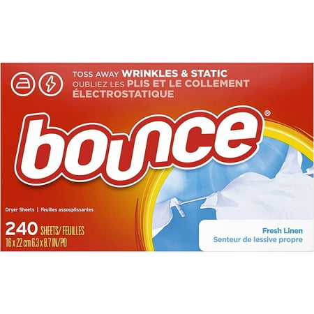 Bounce Dryer Sheets Laundry Fabric Softener, Fresh Linen Scent, 240 Count