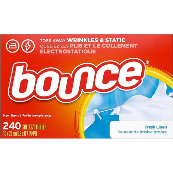 Bounce Fresh Linen Scented Fabric Softener Dryer Sheets, 240 Count