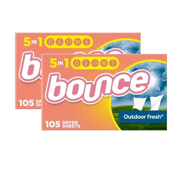 Bounce Dryer Sheets, Outdoor Fresh Scent, 105 Count, 2 Pack