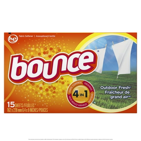 Bounce Dryer Sheets, 15 Sheets, Outdoor Fresh Scent Fabric Softener Sheets