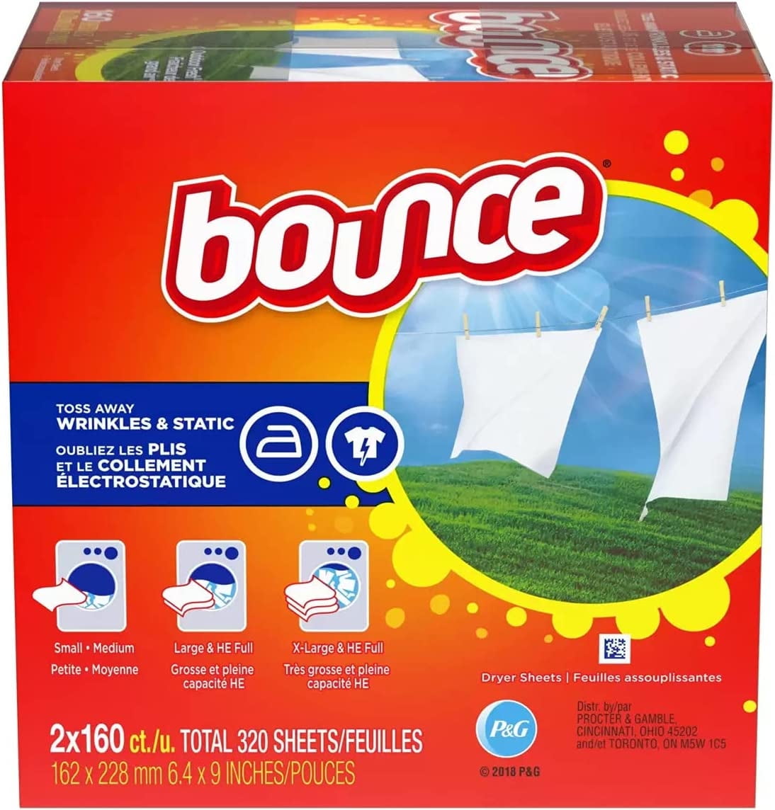 Bounce Fabric Softener Dryer Sheet Outdoor Fresh (2 X 160 Ct.), 320Count