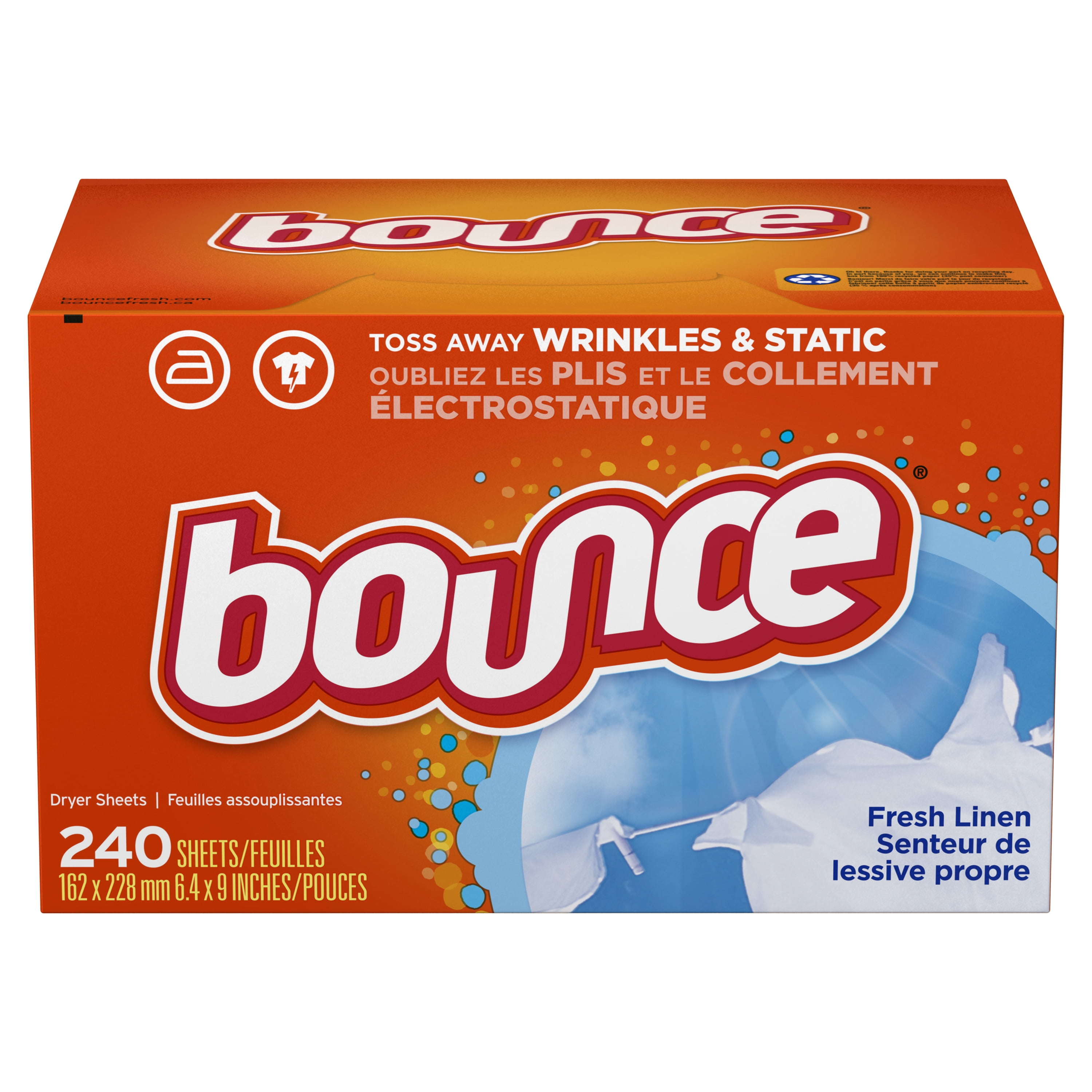 Bounce Fabric Softener Dryer Sheets, Fresh Linen Scent, 240 Count - Walmart.com
