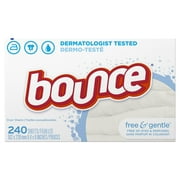 Bounce Free & Gentle Dryer Sheets, 240 Sheets, Unscented Fabric Softener Sheets, Hypoallergenic and Dermatologist Tested 2 PACK 480 SHEETS