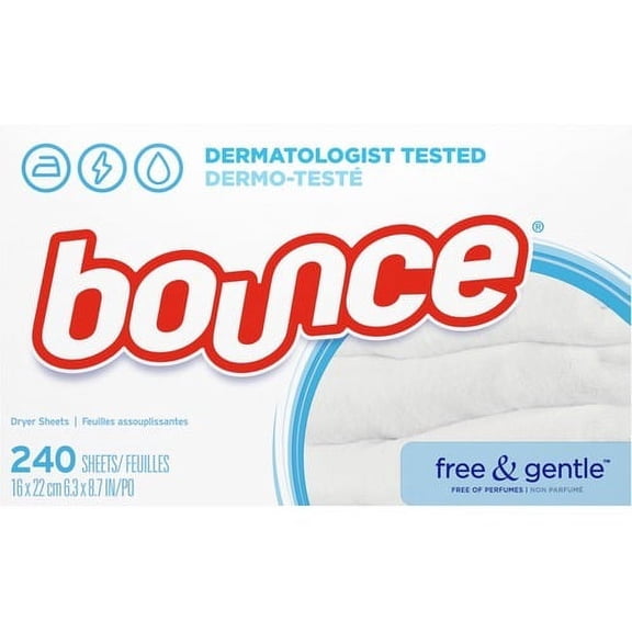 Bounce Free & Gentle Dryer Sheets Sheet - 6.04" Width x 9" Length - 240 / Box - White