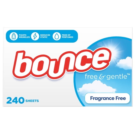 Bounce Dryer Sheets, Free & Gentle, Unscented, 240 Count