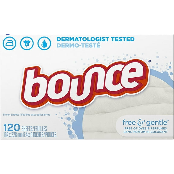Bounce Free & Gentle Unscented Fabric Softener Dryer Sheets for Sensitive Skin, 120 Count