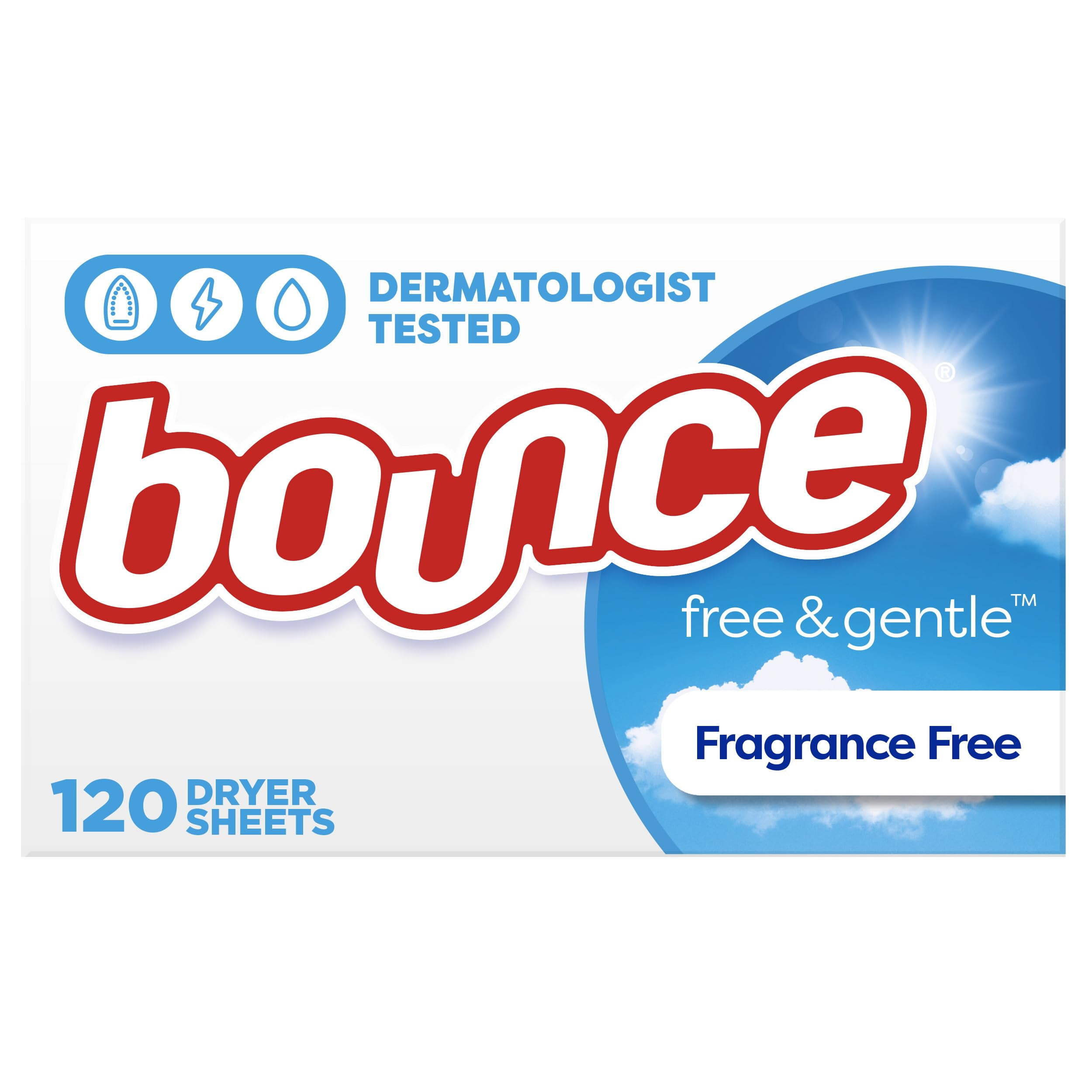 Bounce Free & Gentle Unscented Fabric Softener Dryer Sheets for