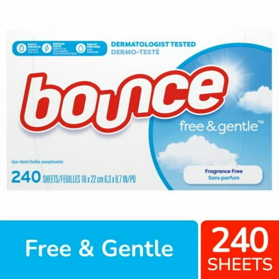 Bounce Free Unscented Dryer Sheets 240 ct - Pack of 2