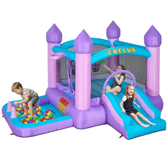 Bounce House, Inflatable Bouncer with Air Blower, SEGMART Jumping Castle with Slide, Inflatable Playhouse with Ball Pit Pool for Indoor Outdoor, Trampoline Bounce House for Kids Ages 3-8