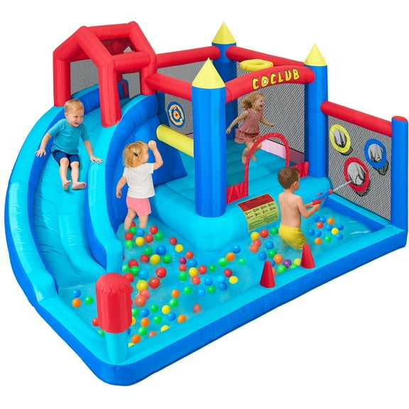 Bounce House for Big Kids 3-6, 8-IN-1 Water Slides for Kids Backyard, Inflatable Water Park with Blower/Ball Pit/Climbing Wall for Outdoor Indoor Summer Party