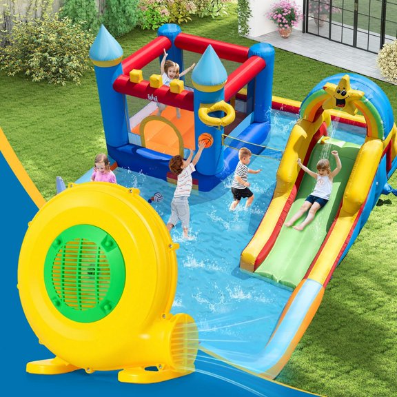 Bounce House Blower, 610W, with handle, ground stakes, over-load protection, PP housing