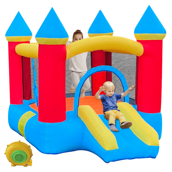 Dowellia Bounce House for Kids, Inflatable Jumping House with Slide, Small Bouncer with Air Blower for Outdoor and Indoor