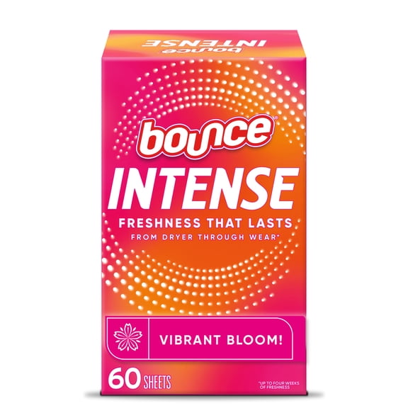 Bounce Dryer Sheets, Intense Scent Boosting, Vibrant Bloom Scent, 60 Count