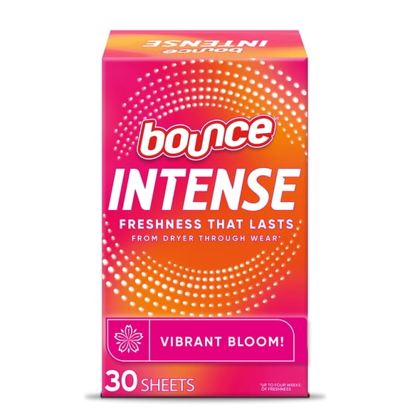 Bounce Dryer Sheets, Intense Scent Boosting, Vibrant Bloom Scent, 30 Count