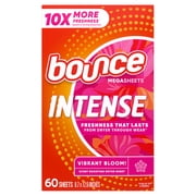 Bounce Intense Dryer Sheets, Vibrant Bloom Scent, 60 count