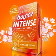 Bounce Dryer Sheets, Intense Scent Boosting, Vibrant Fresh Scent, 60 Count