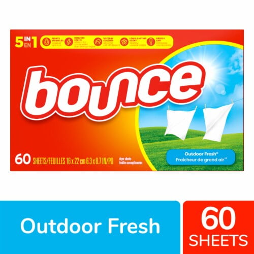 Bounce Dryer Sheets, 60 Sheets, Outdoor Fresh Scent Fabric Softener Sheets