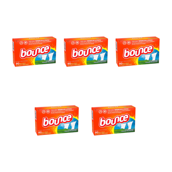 Bounce Outdoor Fresh Dryer Sheets, Fabric Softener, 80 Count, 5 Pack (400 Total Sheets)