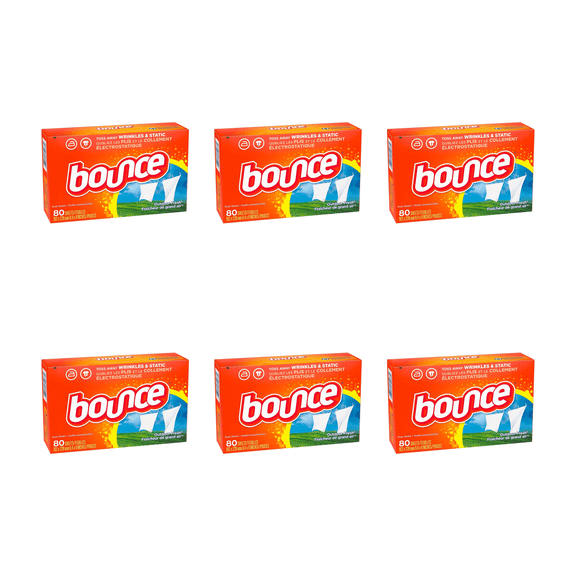 Bounce Outdoor Fresh Dryer Sheets, Static Control & Wrinkle Protection, 80 Count 6 Pack