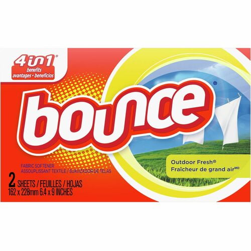 Bounce Outdoor Fresh Fabric Softener Dryer Sheets, Fresh Scent, Wrinkle-free, Anti-static, Soft, Long Lasting, Biodegradable, White (02664) | 2 Cartons (312 Boxes)