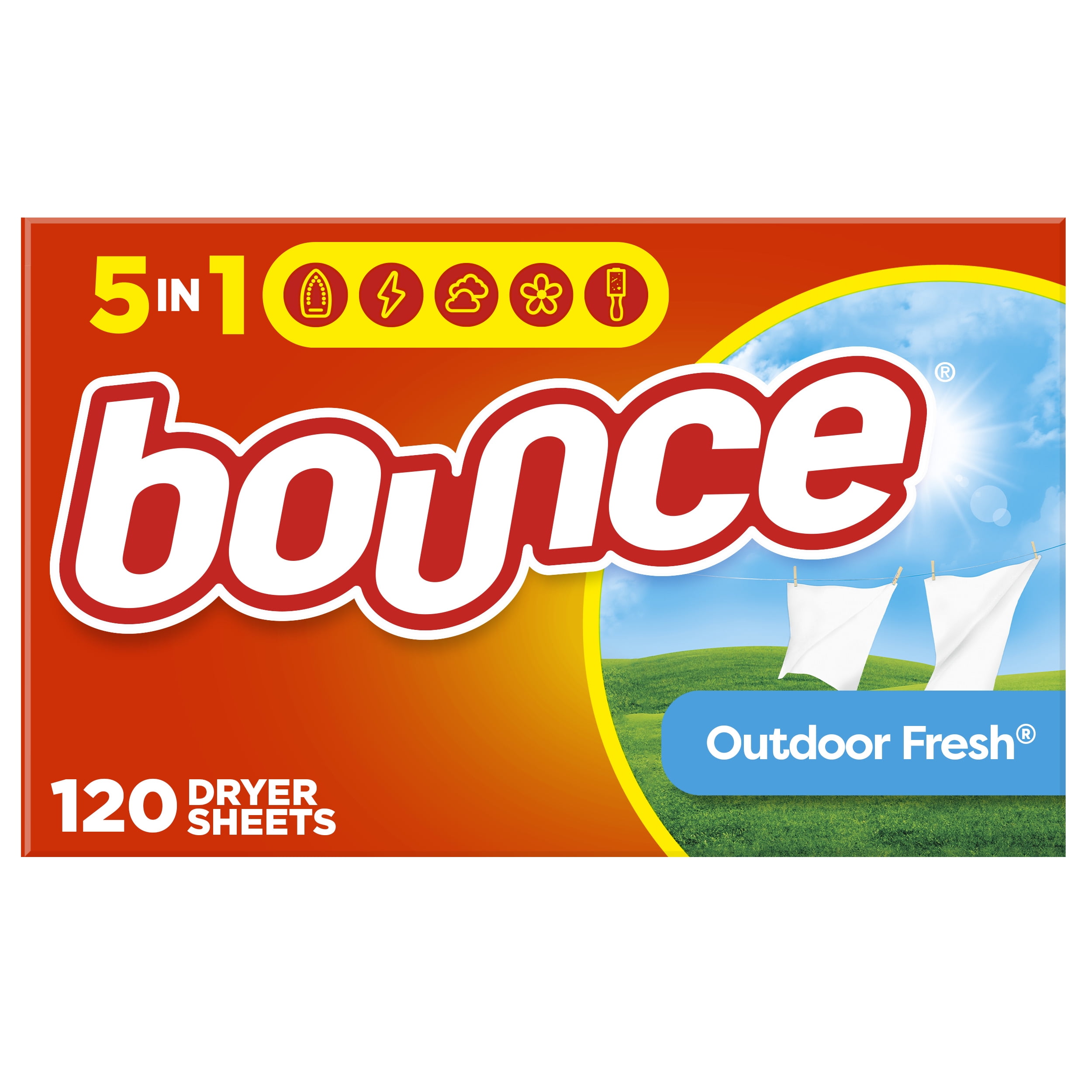 Bounce Fabric Softener Dryer Sheets, Outdoor Fresh Scent, 120 Count