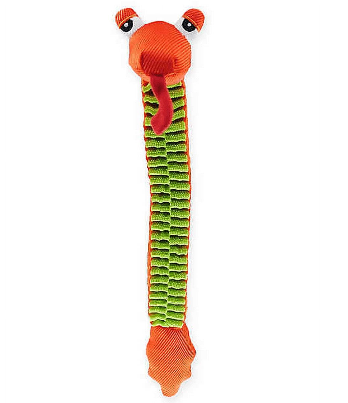 Bounce Pounce Twister Snake Dog Toy in Green Orange