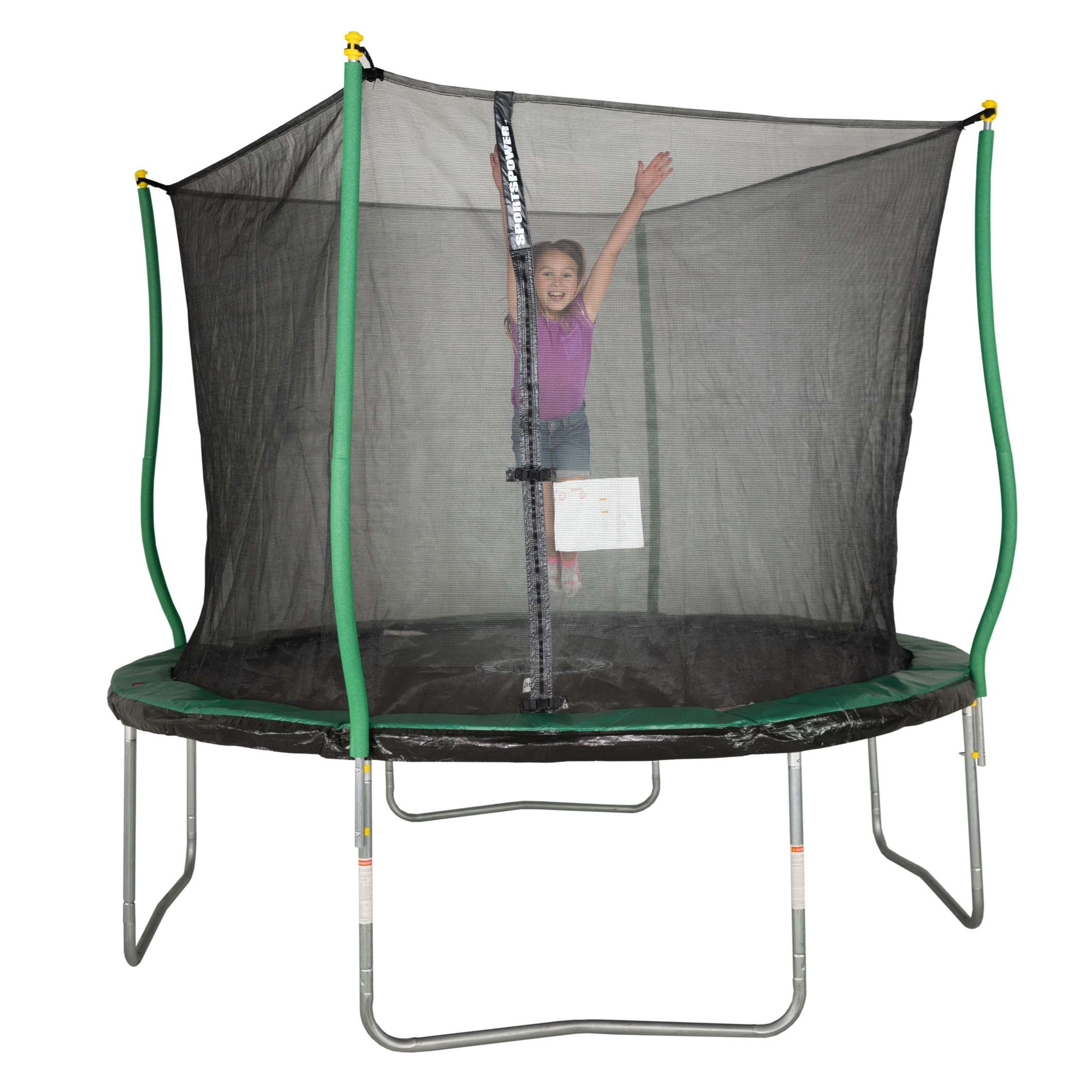 Bounce Pro 10' Trampoline, Flash Light Zone, Classic Safety Enclosure, Green/Black - image 1 of 9