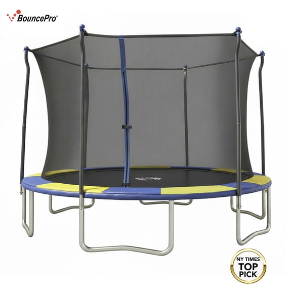 Sportspower BouncePro 12ft Trampoline Meets ASTM Safety Standards, Heavy-Duty Rust-Resistant Steel Frame, UV-Resistant Jump Mat & Safety Net