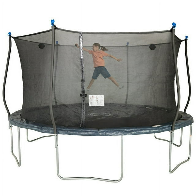 Bounce Pro 14-Foot Trampoline, Electron Shooter Game, Classic Safety Enclosure, Midnight Blue