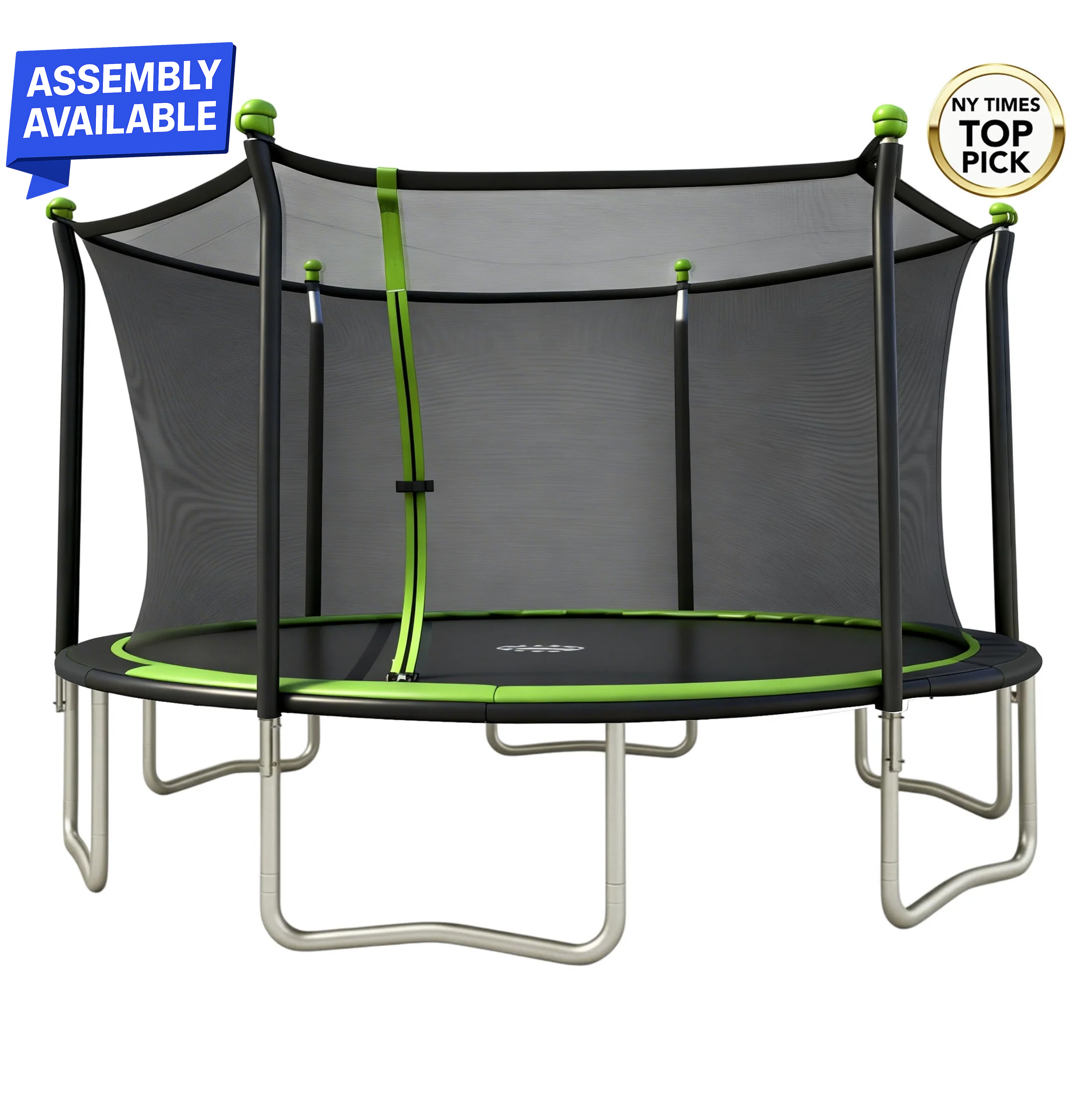 Sportspower BouncePro 14ft Trampoline Meets ASTM Safety Standards, Heavy-Duty Rust-Resistant Steel Frame, UV-Resistant Jump Mat & Safety Net