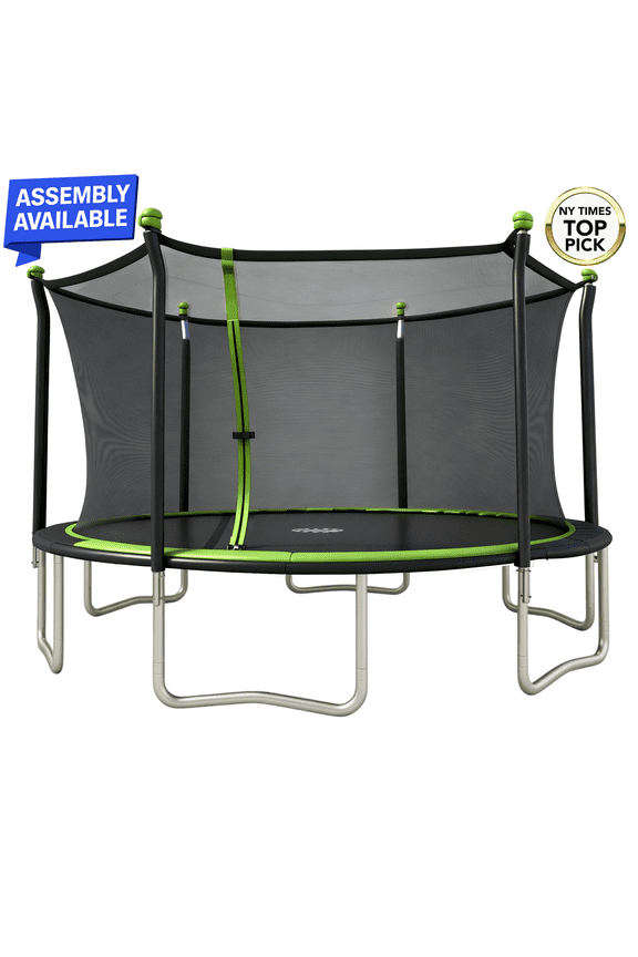 Sportspower BouncePro 14ft Trampoline Meets ASTM Safety Standards, Heavy-Duty Rust-Resistant Steel Frame, UV-Resistant Jump Mat & Safety Net