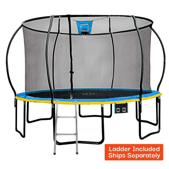 Sportspower Bounce Pro 14ft Trampoline & Enclosure Net w/ Basketball hoop, ball & ladder