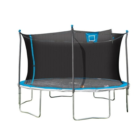 Bounce Pro 14ft Trampoline And Enclosure With Basketball Hoop, Blue