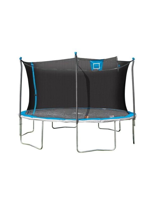 Bounce Pro 14ft Trampoline And Enclosure With Basketball Hoop, Blue
