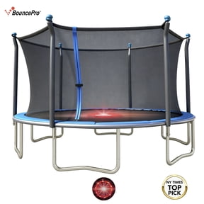 Sportspower BouncePro 14ft Trampoline Meets ASTM Safety Standards, Heavy-Duty Rust-Resistant Steel Frame, UV-Resistant Jump Mat, Safety Net & Under-Mat Flashing Lights