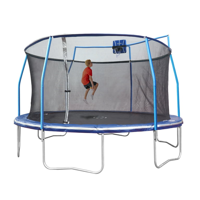 Scully Øjeblik kompression Bounce Pro 15' Trampoline, Basketball Hoop, Safety Enclosure, Blue -  Walmart.com