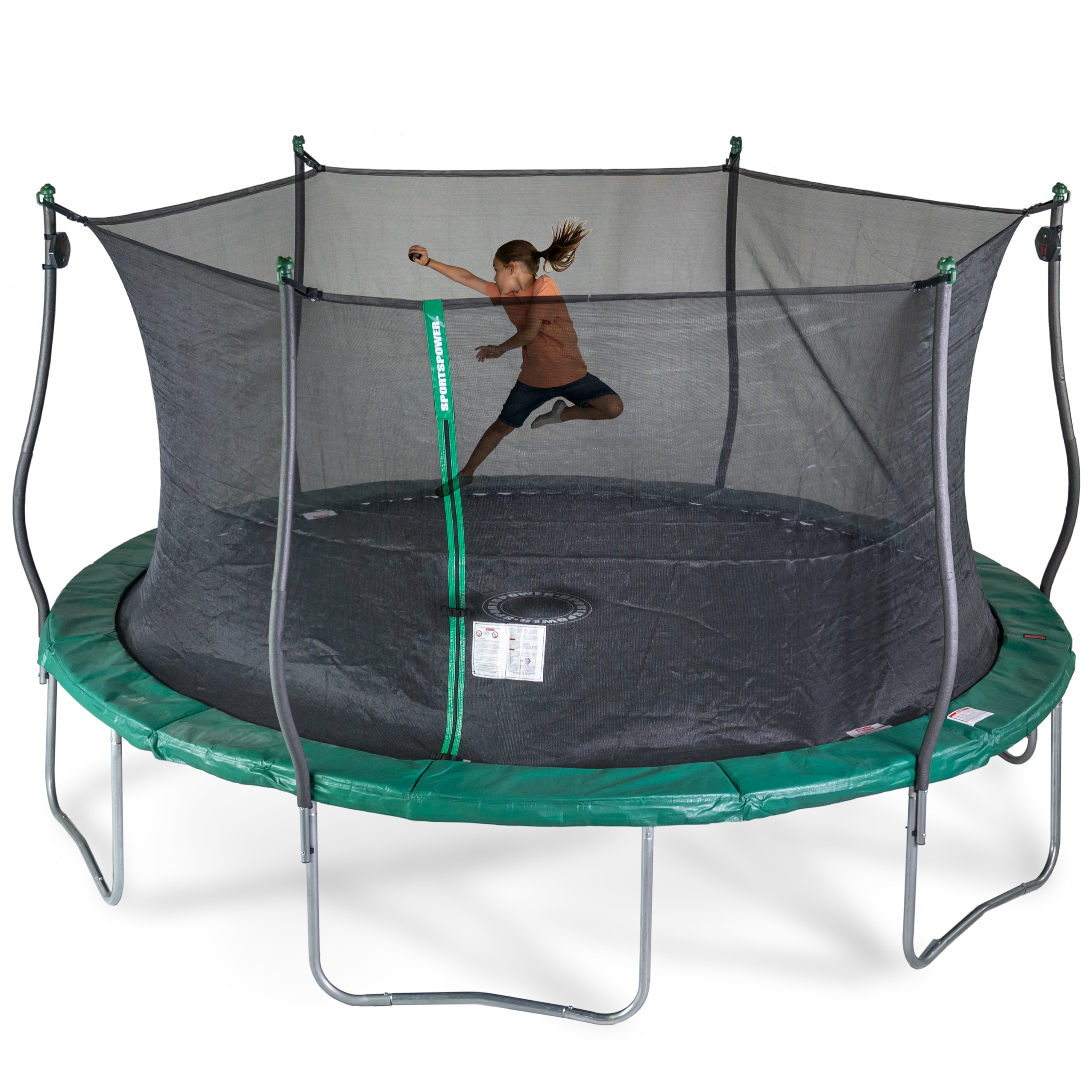 Bounce Pro 15' Trampoline, Electron Shooter Game, Basic Safety Enclosure, Green - image 1 of 7