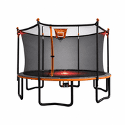 Sportspower BouncePro 15ft Multiplay Trampoline Meets ASTM Safety Standards, Heavy-Duty Rust-Resistant Painted Steel Frame, Safety Net, Basketball, Electronic Target Game & Flashing Lights