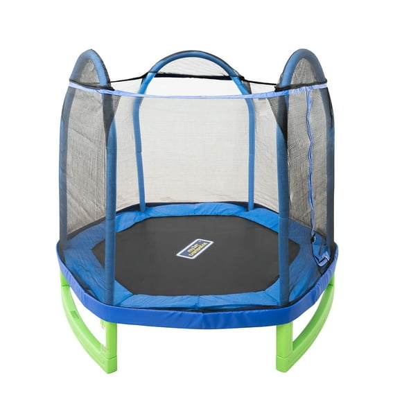 Bounce Pro 7-Foot My First Trampoline Hexagon (Ages 3-10) for Kids, Blue/Green