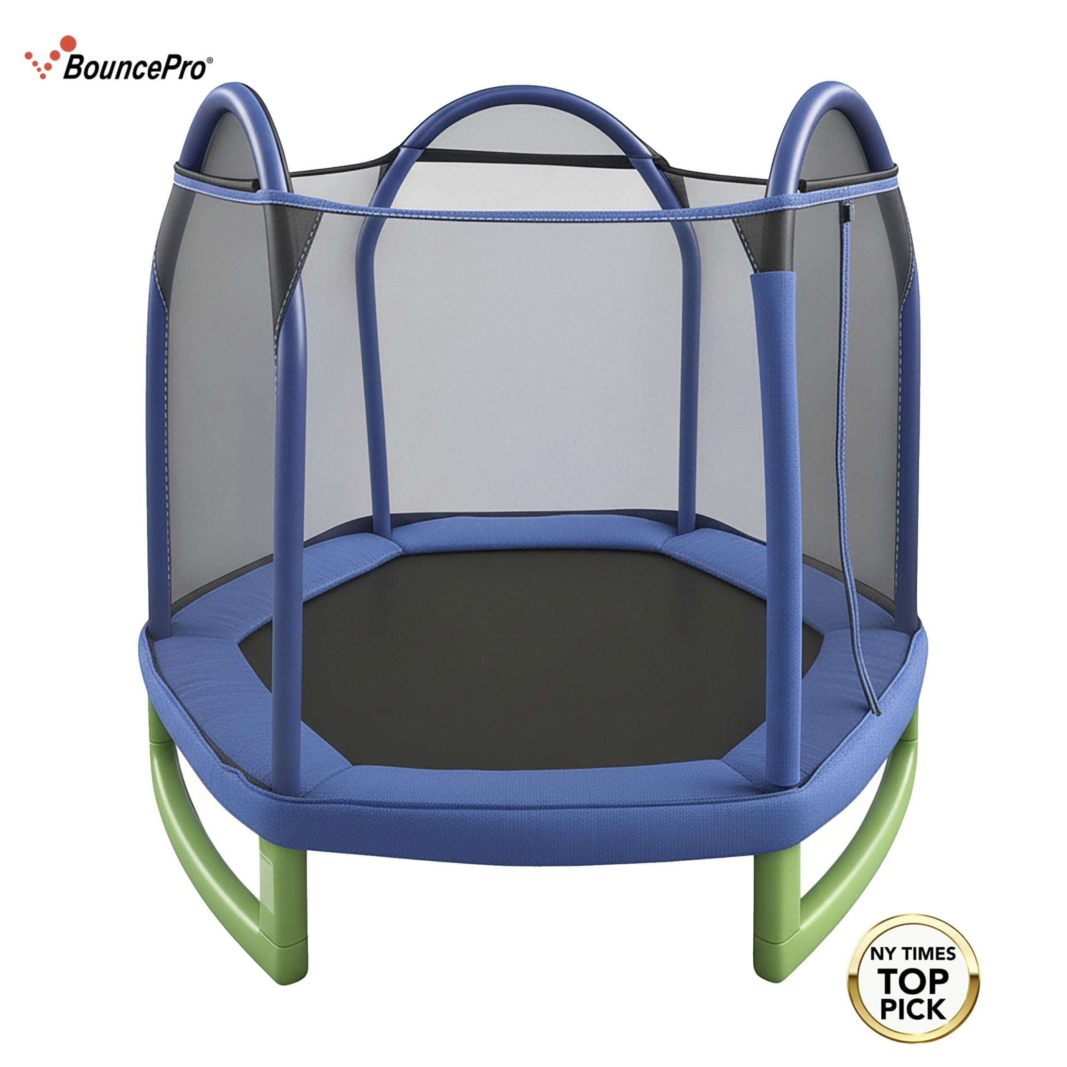 タカラトミーsteepy pro BLUE Bounce Pro 7-Foot Trampoline Hexagon for Kids (3-10), Blue/Green