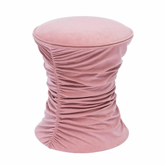 Bounce Rose Pink Ruched Velvet Adjustable Ottoman
