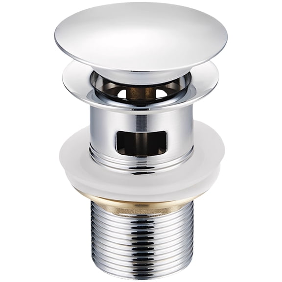 Bounce-Up Drain for Sink with Overflow, 201 Stainless Steel Sink Drain Stopper with Anti-Cracking Copper, 2.6 in / 66 mm Large Cap, Easy Installation, Polished Chrome Finish Drain
